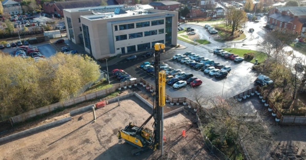Aarsleff Equipment Outside an Office. 25th Anniversary