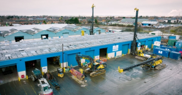 Aerial View of Piling Equipment