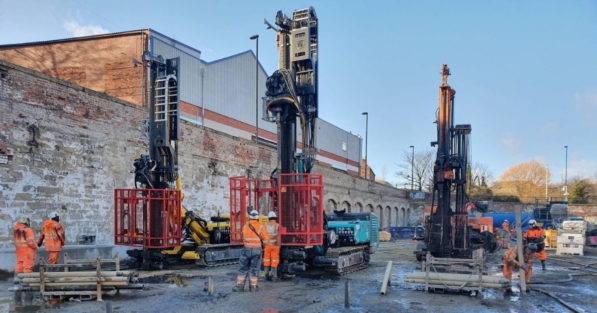 Piling Equipment Working on Site for New Apartments in Ouseburn Newcastle