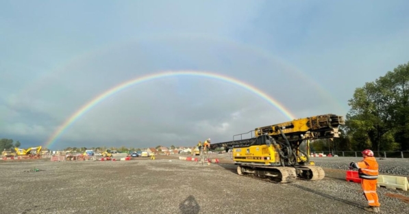 Rainbow Going Over an Aarsleff Work Site