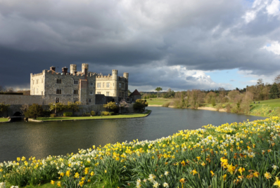 A wideshot of leeds castle in kent
