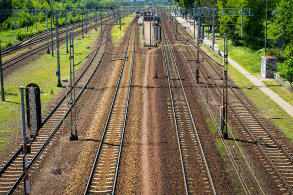 Aerial view of railway tracks