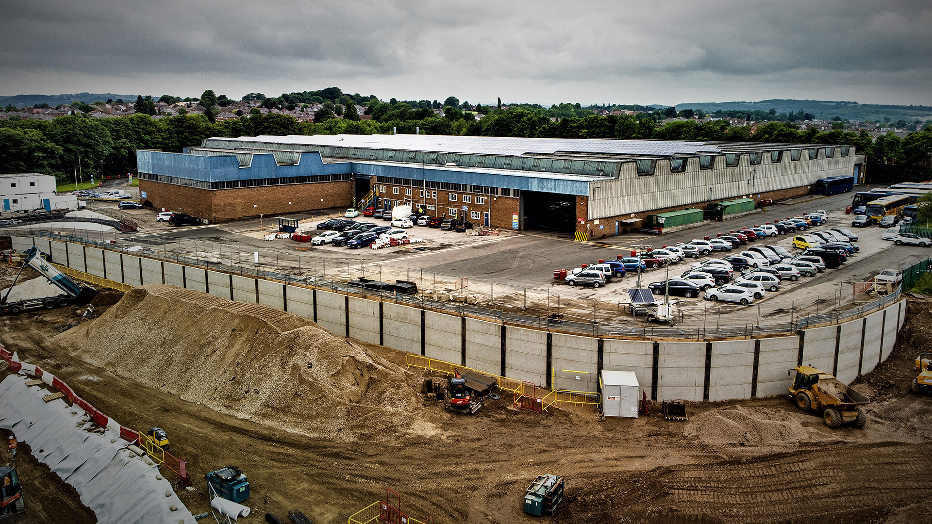 Aerial Shot Of A King Wall Post Wall At Jewson's Chesterfield Branch